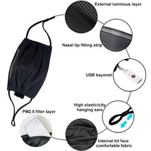 Load image into Gallery viewer, LED REUSABLE FACE MASK MATTE BLACK
